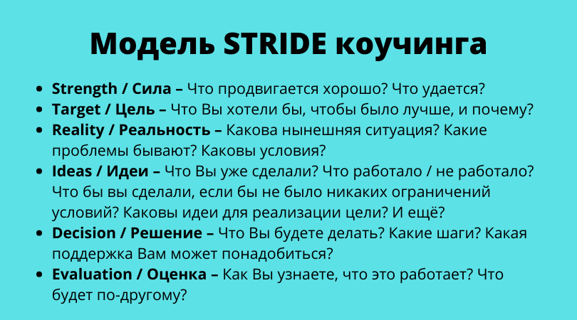 Модель коучинга STRIDE