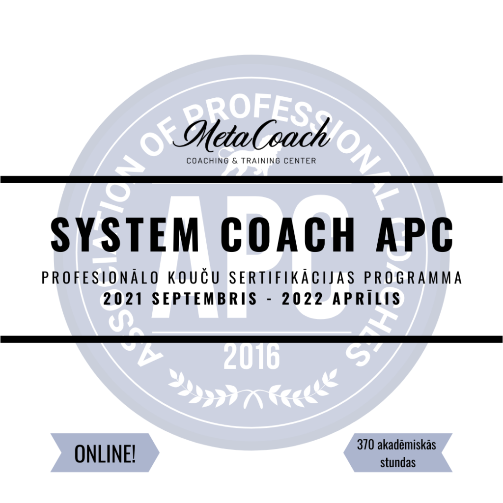 Koučinga apmācību programma ar sertifikāciju “System Coach APC” (ONLINE)