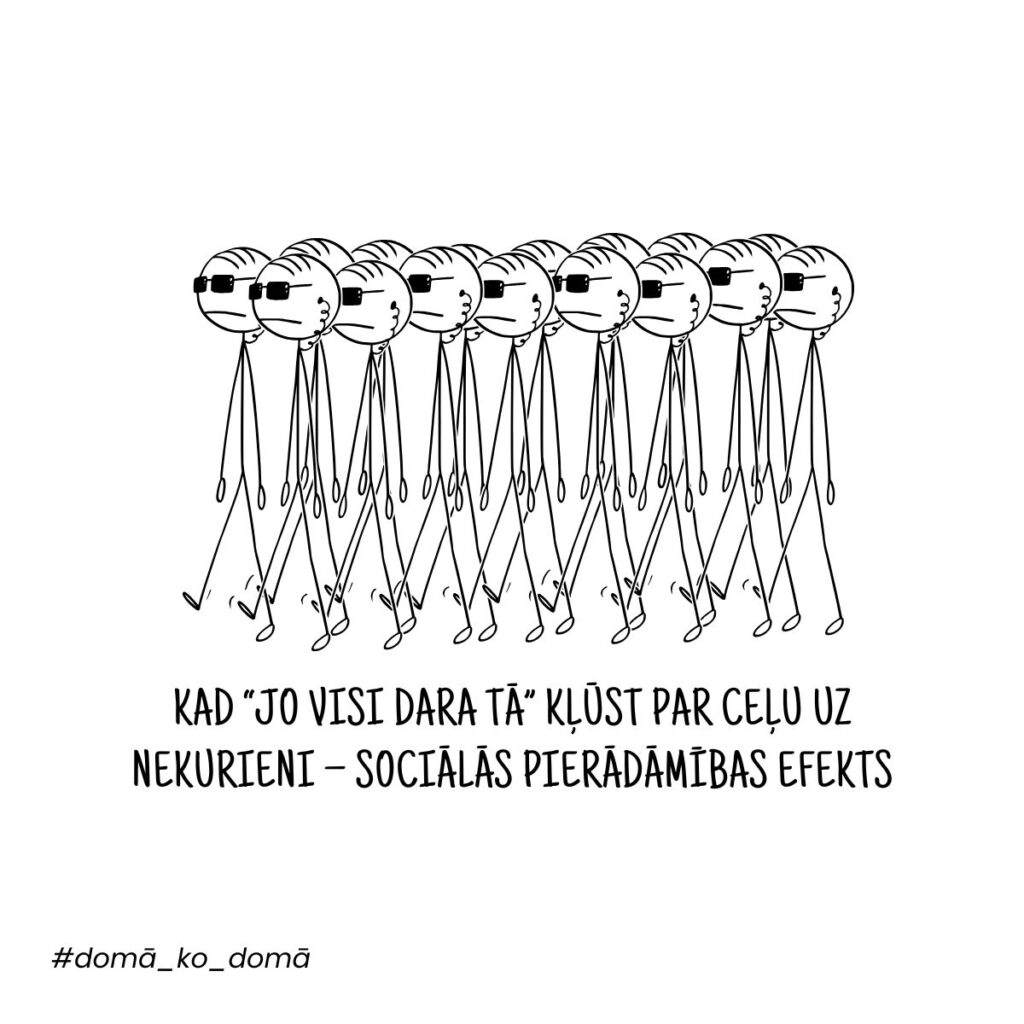 Kad “jo visi dara tā” kļūst par ceļu uz nekurieni – sociālās pierādāmības efekts